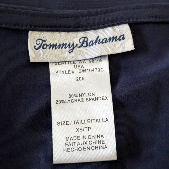 Tommy Bahama Rash Guard XS Blue Twist Front 3/4-Sleeve UPF50 Vacation Beach - Picture 4 of 5